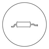 cansada tubo coche silenciador silenciador icono en circulo redondo negro color vector ilustración imagen contorno contorno línea Delgado estilo