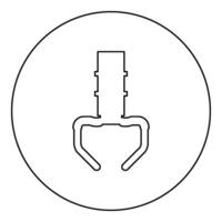 Prize toy manipulator iron hook crane claw picker icon in circle round black color vector illustration image outline contour line thin style
