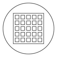Grating grate lattice trellis net mesh BBQ grill grilling surface square shape icon in circle round black color vector illustration image outline contour line thin style