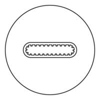 Strap for engine toothed belt for gear cambelt timing gas distribution mechanism icon in circle round black color vector illustration image outline contour line thin style