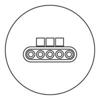 Conveyor belt airport tape baggage passengers luggage box production line automated manufacturing icon in circle round black color vector illustration image outline contour line thin style