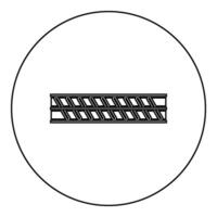 Reinforcement bar rebar ribbed metal rod icon in circle round black color vector illustration image outline contour line thin style