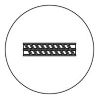 Reinforcement bar rebar ribbed metal rod icon in circle round black color vector illustration image outline contour line thin style