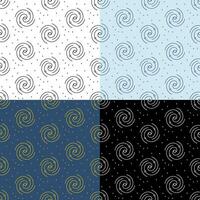 set of seamless patterns with spiral galaxy. Ornament for decoration and printing on fabric. Design element. Vector