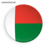 madagascar flag icon in modern neomorphism style. Button for mobile application or web. Vector on white background