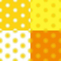 set of seamless patterns with stylized yellow summer sun. Ornament for decoration and printing on fabric. Design element. Vector