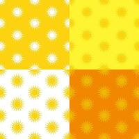 set of seamless patterns with stylized yellow summer sun. Ornament for decoration and printing on fabric. Design element. Vector