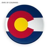 flag of american state of Colorado icon in modern neomorphism style. Button for mobile application or web. Vector on white background