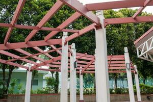 Red Architectural Structure in Neighborhood photo