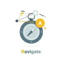 Navigate,Business compass guidance direction or opportunity, make decision for business direction vector