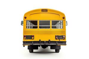 ai generado un colegio autobús es mostrado en un blanco antecedentes foto