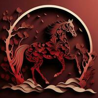 AI generated chinese new year of the horse paper cut art photo