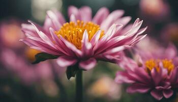 AI generated Close up of pink chrysanthemum flower in the garden photo