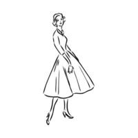 women's retro fashion vector sketch