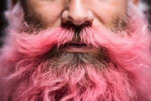 AI generated Pink mustache and beard of a man close up. AI generated photo