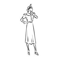 women's retro fashion vector sketch