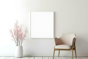 AI generated Frame mock up in light minimalist spring interior. AI generated photo