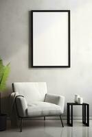 AI generated Frame mock up in light minimal modern interior. AI generated photo