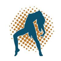 Silhouette of a slim female in dance pose. Silhouette of a woman dancing. vector