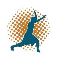 Silhouette of a slim male in dance pose. Silhouette of a man dancing. vector