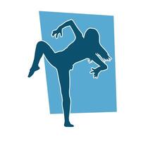 Silhouette of a slim female in dance pose. Silhouette of a woman dancing. vector