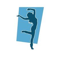 Silhouette of a slim female in dance pose. Silhouette of a woman dancing. vector