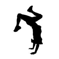 Silhouette of a slim male in dance pose. Silhouette of a man dancing. vector