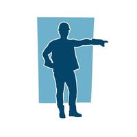 Silhouette of man in construction worker costume. Silhouette of construction worker male in pose. vector