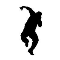 Silhouette of a slim male in dance pose. Silhouette of a man dancing. vector