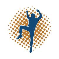 Silhouette of a male dancer in action pose. Silhouette of a slim man in dancing pose. vector