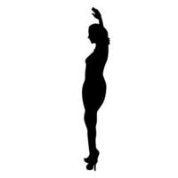 Silhouette of a slim female in dance pose. Silhouette of a woman dancing. vector