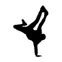 Silhouette of a slim male in dance pose. Silhouette of a man dancing. vector