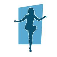 Silhouette of a slim female in dance pose. Silhouette of a woman dancing. vector