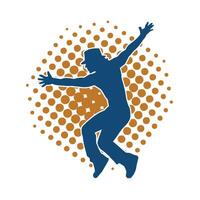 Silhouette of a male dancer in action pose. Silhouette of a slim man in dancing pose. vector