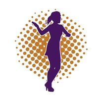 Silhouette of a slim female in dance pose. Silhouette of a woman dancing. vector