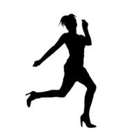 Silhouette of a female dancer in action pose. Silhouette of a woman dancing happily. vector