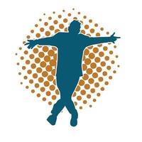 Silhouette of a slim male in dance pose. Silhouette of a man dancing. vector