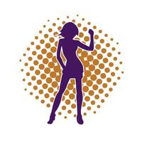 Silhouette of a slim female in dance pose. Silhouette of a woman dancing. vector