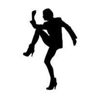 Silhouette of a slim female in dance pose. Silhouette of a woman dancing. vector