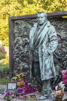 Moscow, Russia - 08.06.2023 - Memorial to the famous soviet russian artist and actor Vyachaslav Tikhonov at novodevichy cemetery, History photo