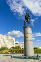 Moscow, Russia - 07.21.2021 -Shot of the monuments on the Victory square located on the Kutuzovskiy Avenue photo