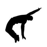 Silhouette of a male dancer in action pose. Silhouette of a slim man in dancing pose. vector