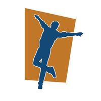 Silhouette of a male dancer in action pose. Silhouette of a slim man in dancing pose. vector