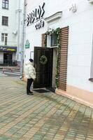 Minsk, Belarus - 12.27.2023 - Shot of the central street of the capital, City photo