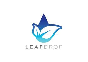 Water drop and Green leaf logo design vector template. Natural water drop vector logo