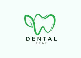 Dental leaf logo design vector template. Natural dental vector logo