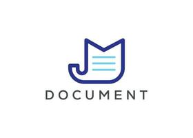 Letter M document monogram logo design vector template