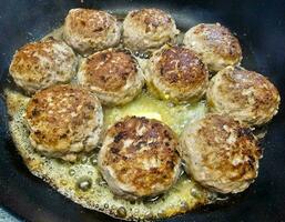 Fried meatballs with cabbage and parsley potatoes photo