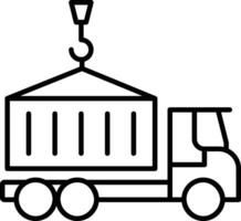 Cargo container truck Outline vector illustration icon