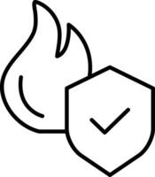 Fire shield Outline vector illustration icon